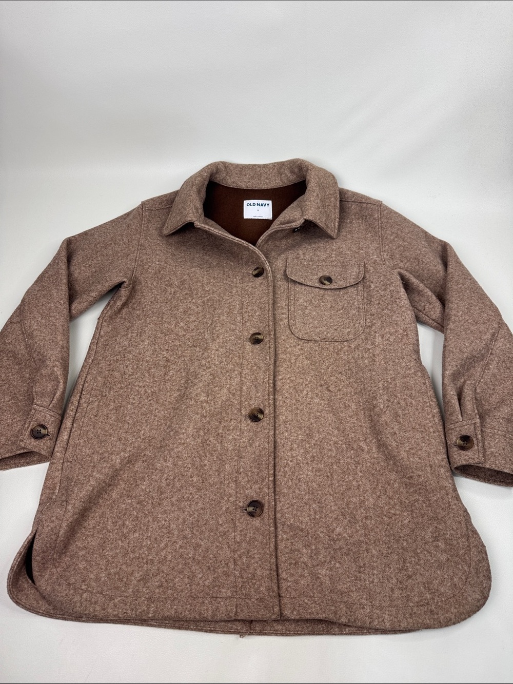 Old Navy Brown Wool like Button Front Jacket Coat Shacket Small oversized